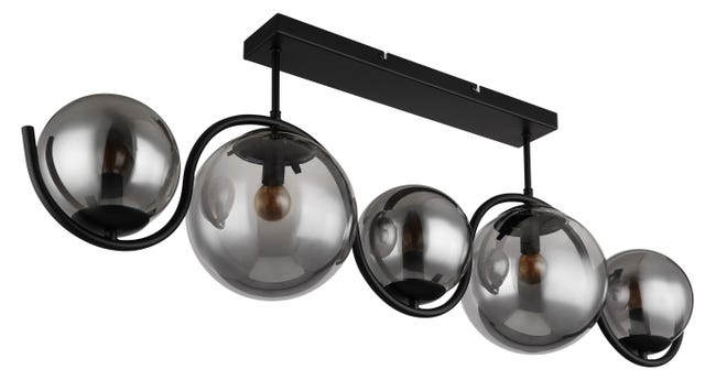 Leroymerlin Plafoniera moderno Porry 5 x E14 nero 20 cm Online Outlet