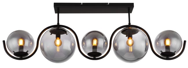 Leroymerlin Plafoniera moderno Porry 5 x E14 nero 20 cm Online Outlet