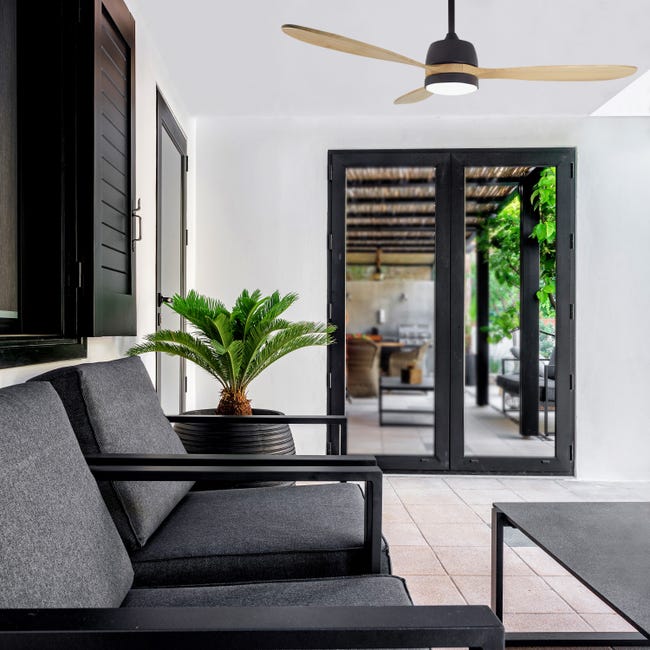 Leroymerlin Ventilatore da soffitto Julia rovere Ø 135 cm CCT dimmerabile SULION IP44 Offerta temporanea
