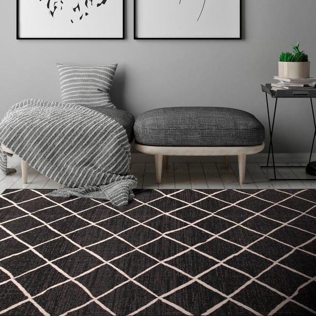 Leroymerlin Tappeto Veranda C geometrico nero argento L 190 x L 133 cm Comprane uno, ottenene uno gratis