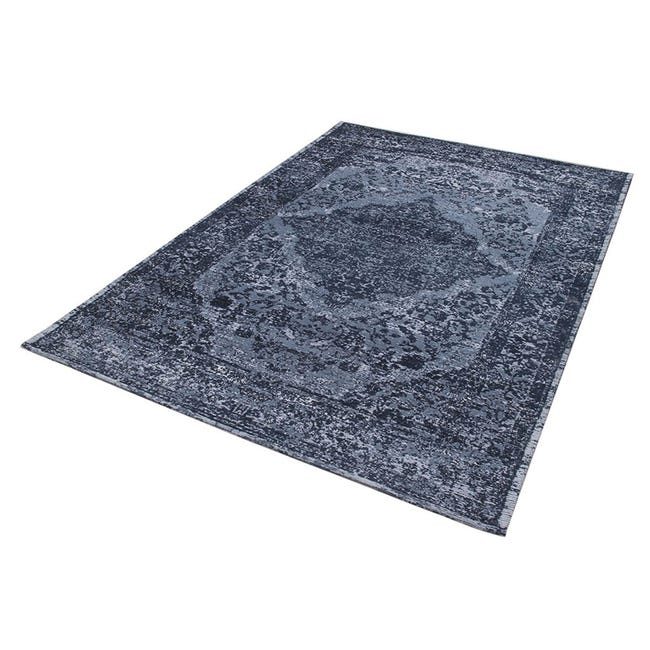 Leroymerlin Tappeto Argentella orientale in cotone blu L 200 x L 140 cm Ultimo giorno