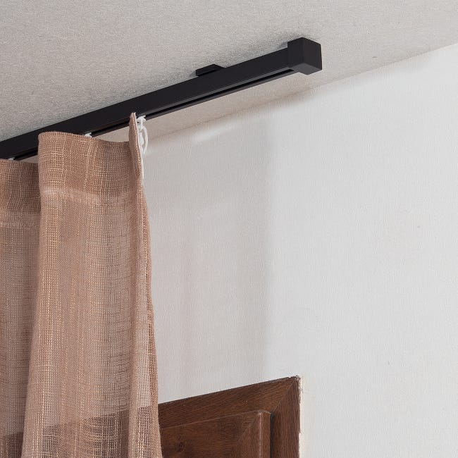 Leroymerlin Kit per binario tenda per onda semplice square senza corda nero in alluminio 200 cm Esporta salva