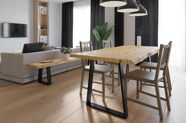 Leroymerlin Tavolo da pranzo fisso Trapezium in legno grezzo naturale per 8 persone L 200 x L 90 X H 75.5 cm Qualità Garantita