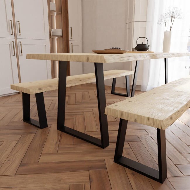 Leroymerlin Tavolo da pranzo fisso Trapezium in legno grezzo naturale per 8 persone L 200 x L 90 X H 75.5 cm Qualità Garantita