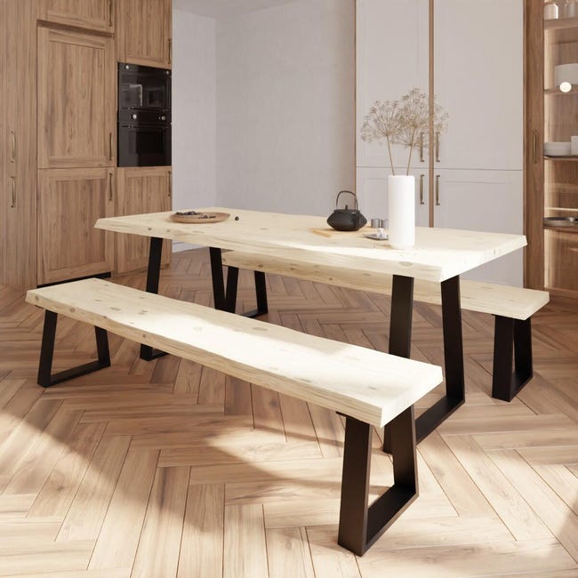 Leroymerlin Tavolo da pranzo fisso Trapezium in legno grezzo naturale per 8 persone L 200 x L 90 X H 75.5 cm Qualità Garantita
