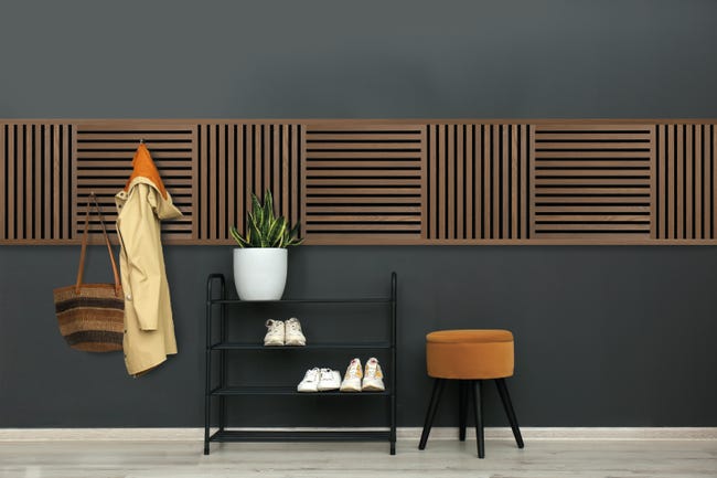 Leroymerlin Pannello decorativo fonoassorbente Square Superior FIBROTECH Rovere scuro L 52 x L 52 cm Sp 22 mm confezione da 2 pezzi Acquista Ora