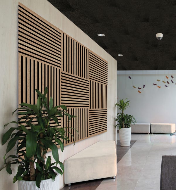 Leroymerlin Pannello decorativo fonoassorbente Square Superior FIBROTECH Rovere chiaro L 52 x L 52 cm Sp 22 mm confezione da 2 pezzi Sottocosto