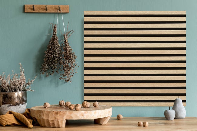 Leroymerlin Pannello decorativo fonoassorbente Square Superior FIBROTECH Rovere chiaro L 52 x L 52 cm Sp 22 mm confezione da 2 pezzi Sottocosto