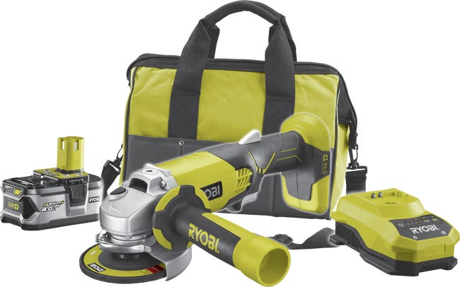 Leroymerlin Smerigliatrice angolare a batteria litio (li-ion) RYOBI R18AG-140S Ø 115 mm 4 Ah 1 batteria