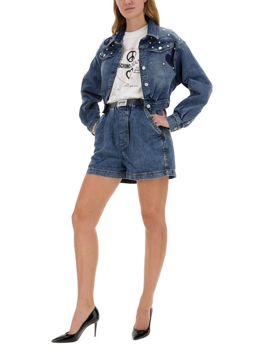 MOSCHINO JEANS CAMICIA IN DENIM DI COTONE CON LOGO Presa