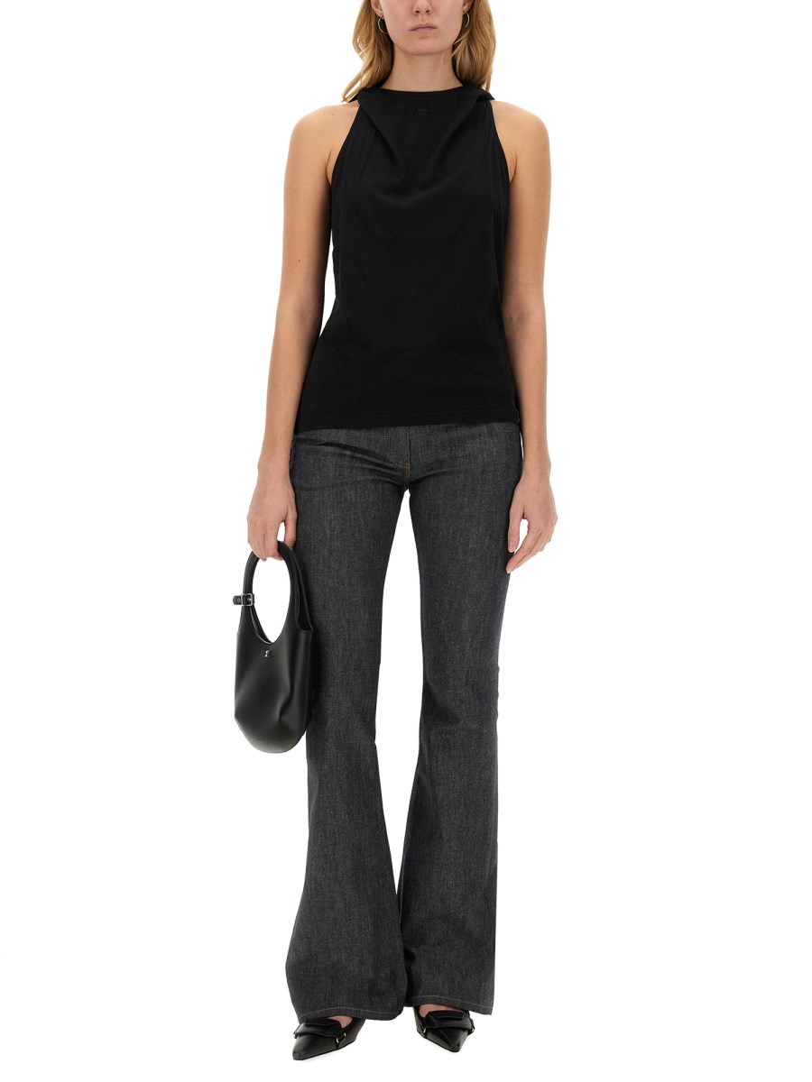 COURREGES TOP IN JERSEY DI COTONE CON LOGO Offerte