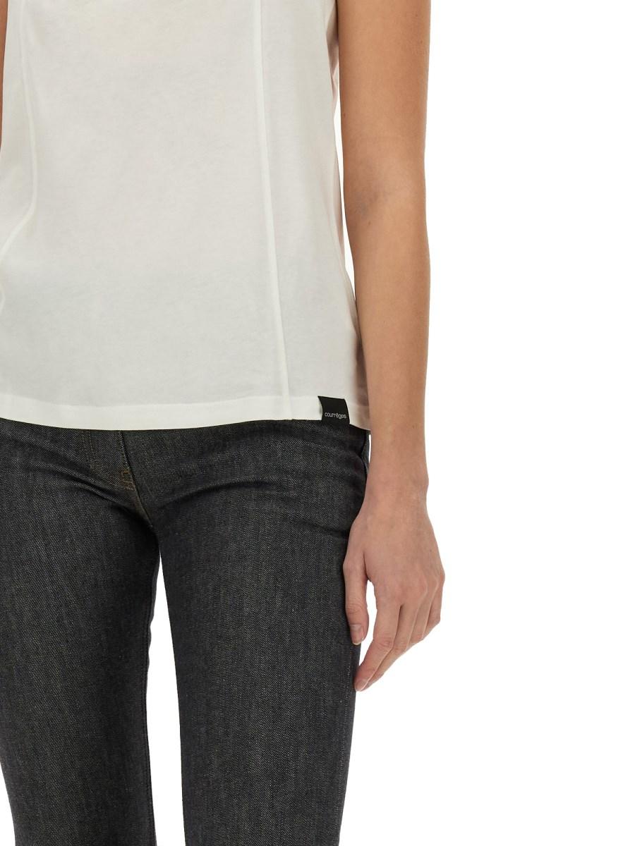 COURREGES TOP IN JERSEY DI COTONE CON LOGO Hotsell