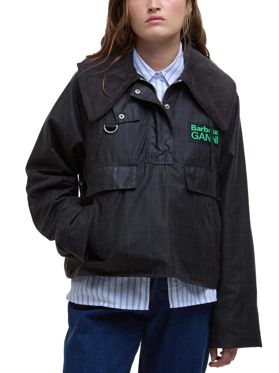 BARBOUR X GANNI ANORAK SMOCK BARBOUR X GANNI IN COTONE CERATO Vendita Calda
