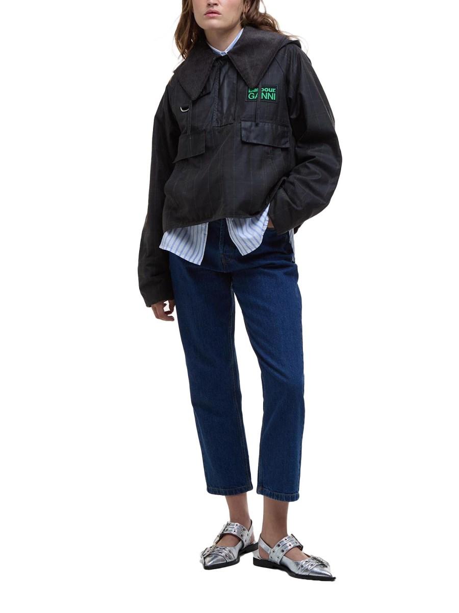 BARBOUR X GANNI ANORAK SMOCK BARBOUR X GANNI IN COTONE CERATO Vendita Calda