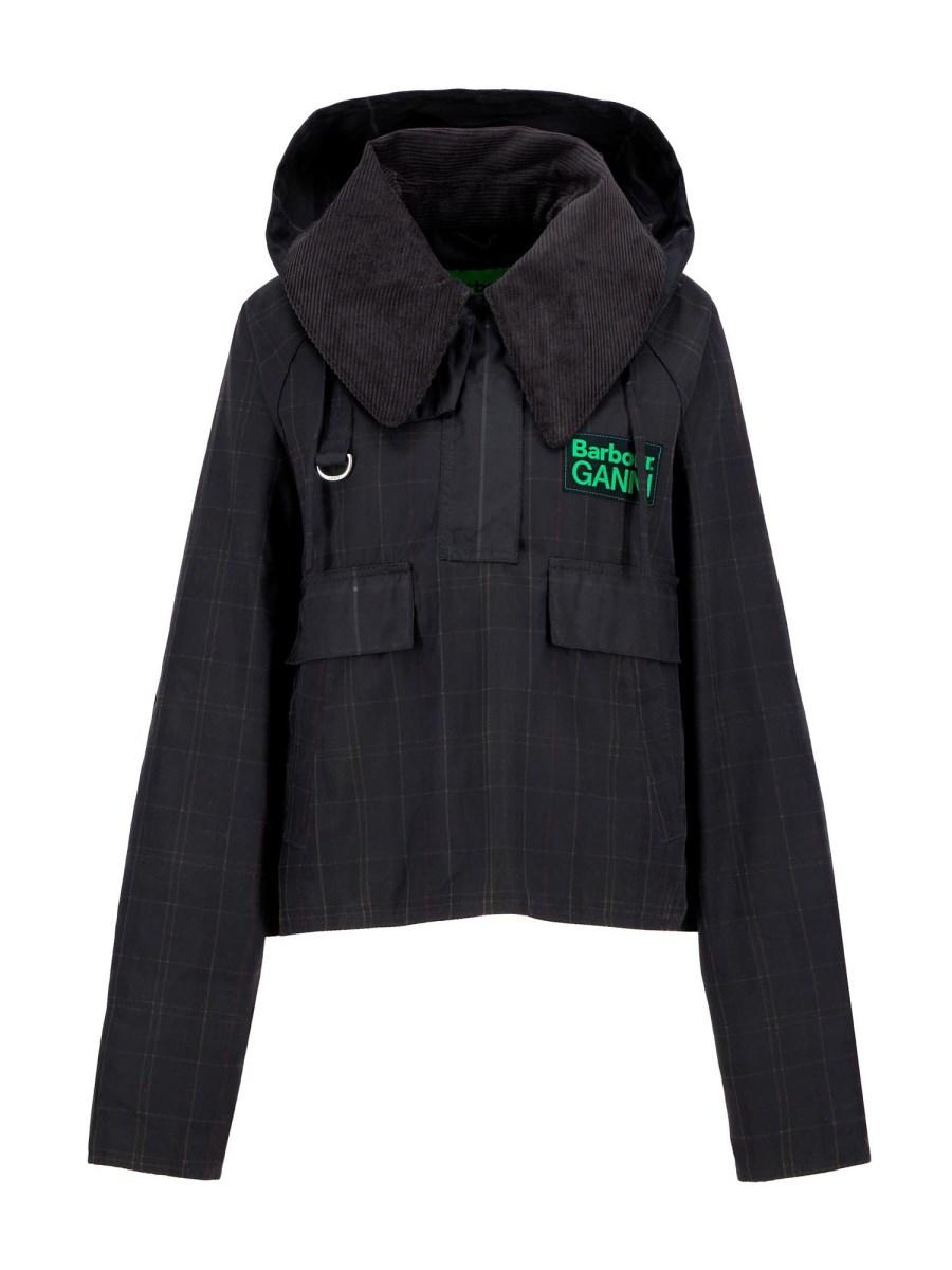 BARBOUR X GANNI ANORAK SMOCK BARBOUR X GANNI IN COTONE CERATO Vendita Calda