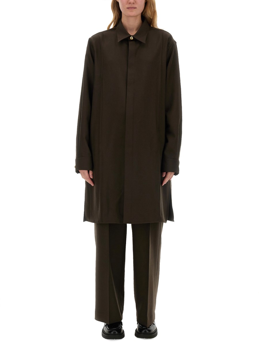 AMI PARIS CAMICIA PINTUCK LUNGA IN GABARDINA DI LANA I Più Venduti