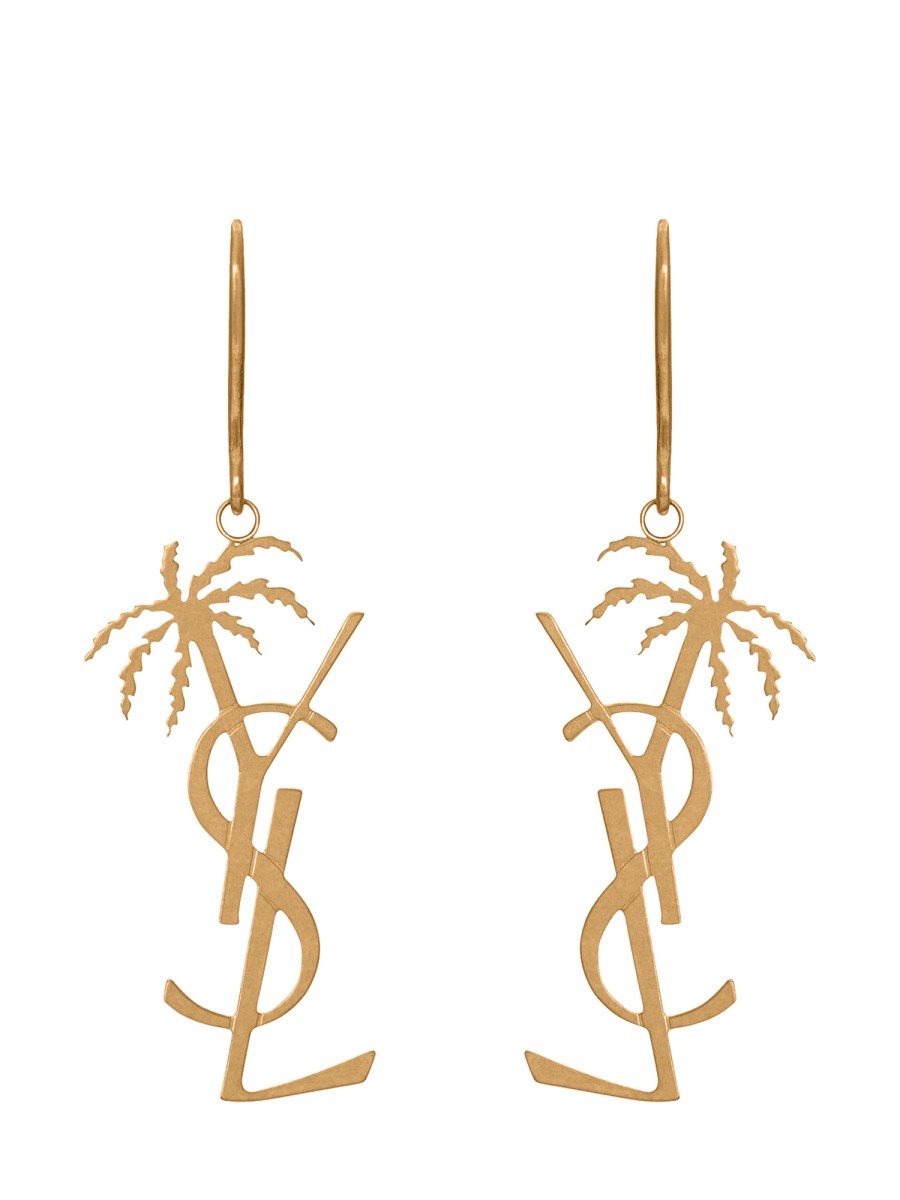 SAINT LAURENT ORECCHINI MONOGRAM PALMIER IN METALLO Qualità Garantita