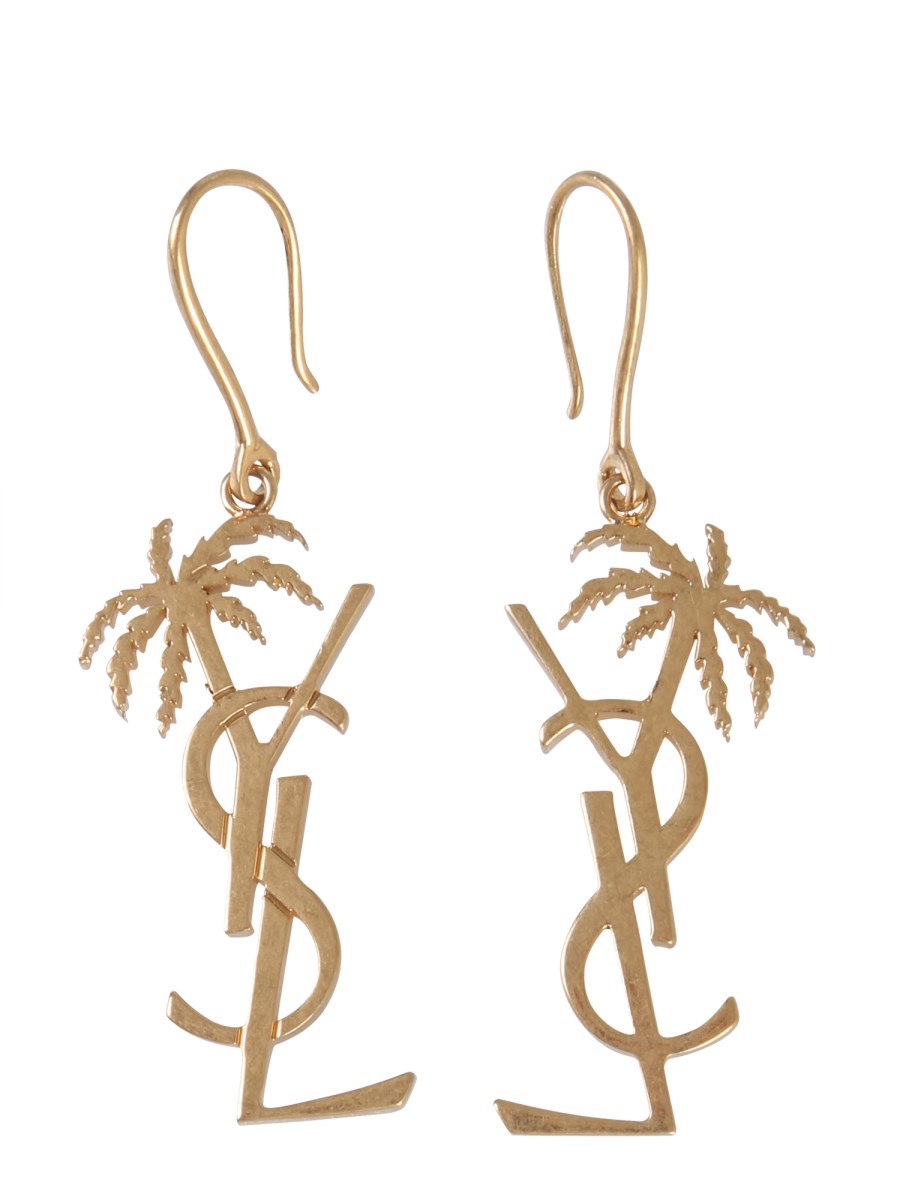 SAINT LAURENT ORECCHINI MONOGRAM PALMIER IN METALLO Qualità Garantita
