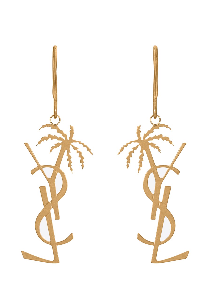 SAINT LAURENT ORECCHINI MONOGRAM PALMIER IN METALLO Qualità Garantita