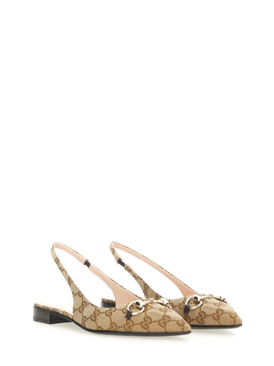 GUCCI BALLERINA SLINGBACK CON MORSETTO IN TESSUTO GG Soddisfazione Garantita
