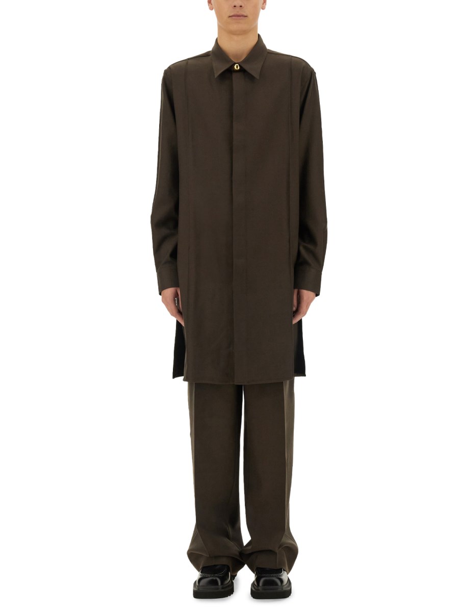 AMI PARIS CAMICIA PINTUCK LUNGA IN GABARDINA DI LANA 2025