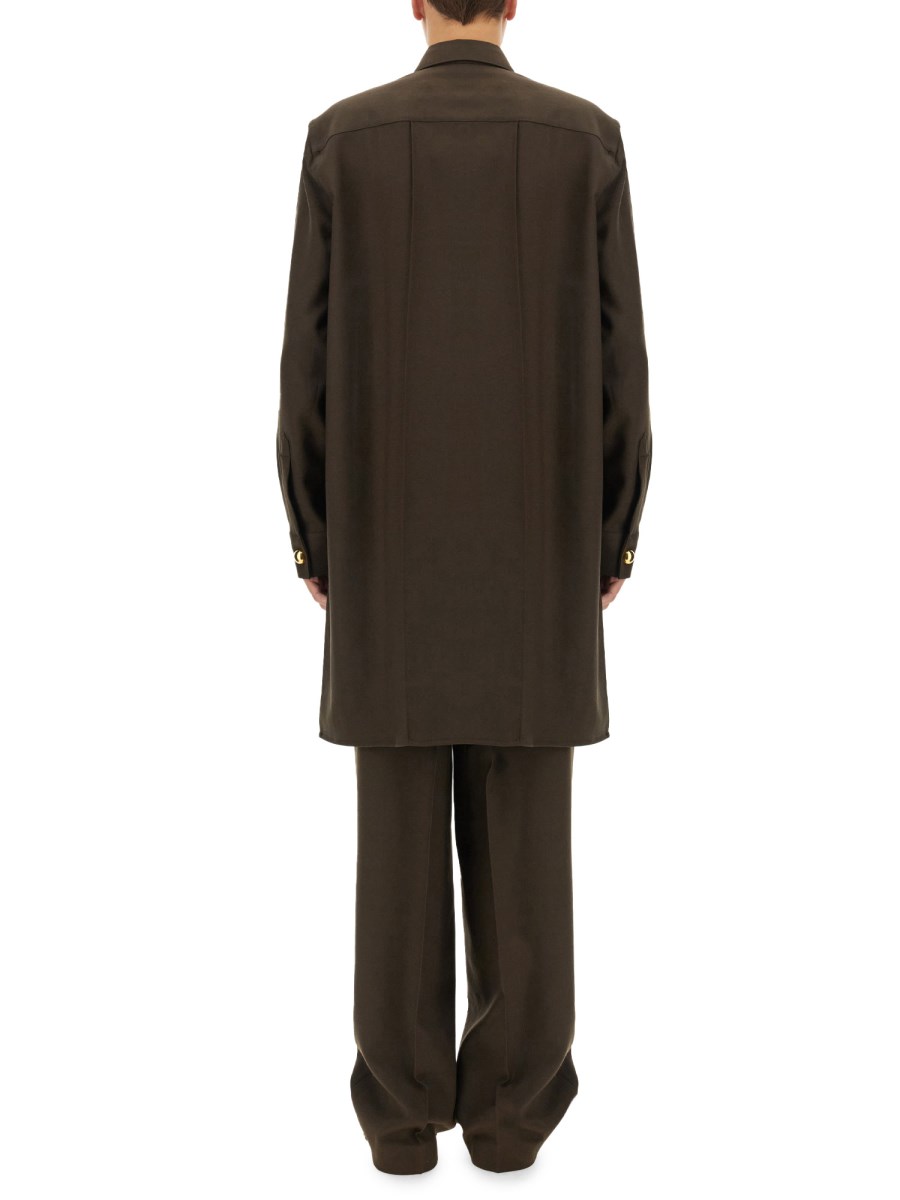 AMI PARIS CAMICIA PINTUCK LUNGA IN GABARDINA DI LANA 2025
