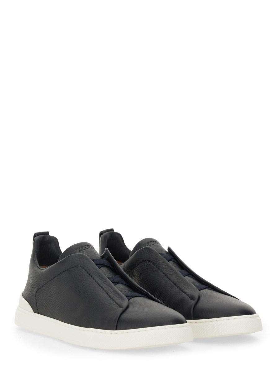 ZEGNA SNEAKER TRIPLE STITCH IN PELLE In Vendita