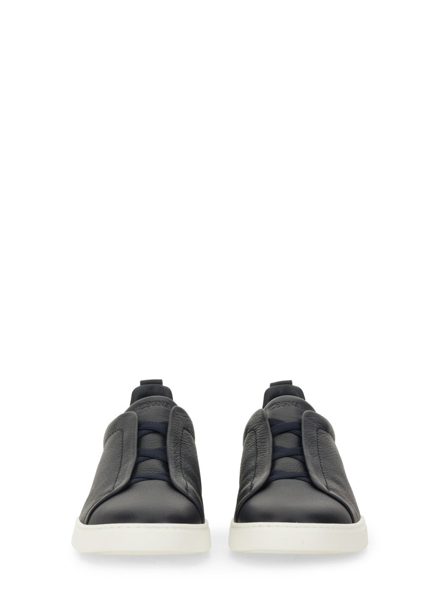 ZEGNA SNEAKER TRIPLE STITCH IN PELLE In Vendita