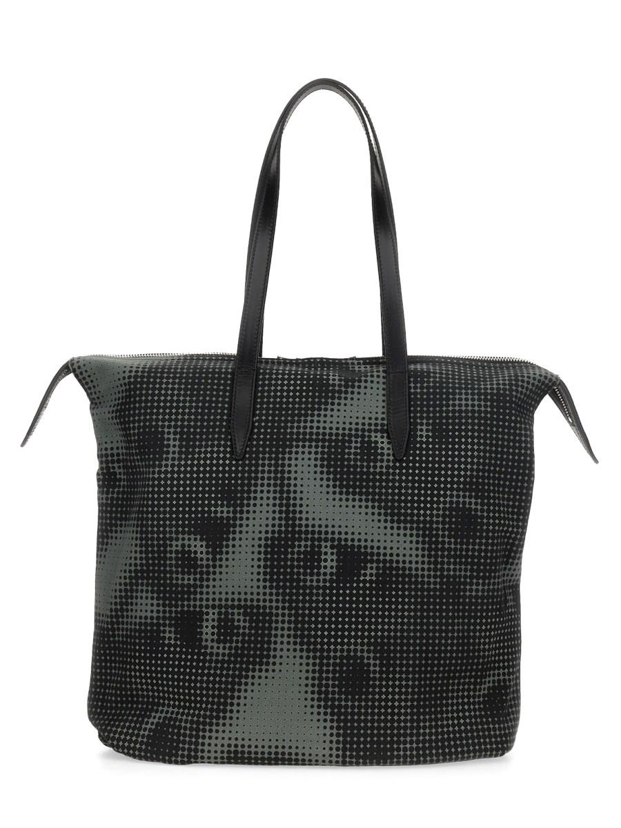 DRIES VAN NOTEN BORSA TOTE IN DENIM DI COTONE STAMPATO CON DETTAGLI IN PELLE In Vendita