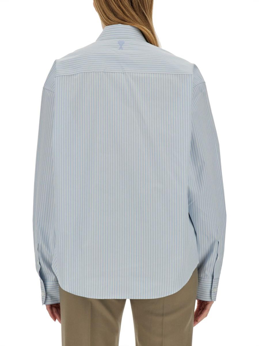 AMI PARIS CAMICIA IN POPELINE DI COTONE CON LOGO Saldi