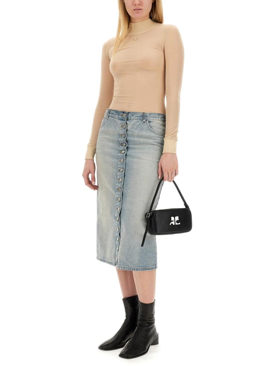COURREGES GONNA MIDI IN DENIM DI COTONE Vendita Economica