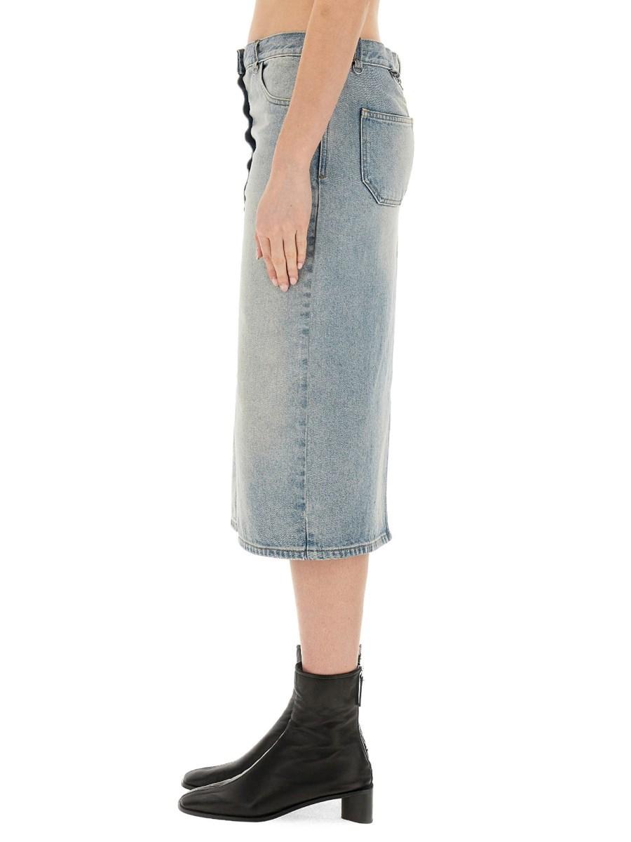 COURREGES GONNA MIDI IN DENIM DI COTONE Vendita Economica