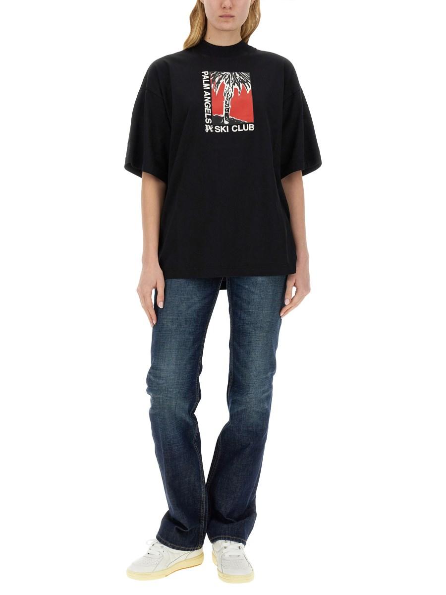 PALM ANGELS T-SHIRT FIT MORBIDO PALM SCI CLUB Negozio