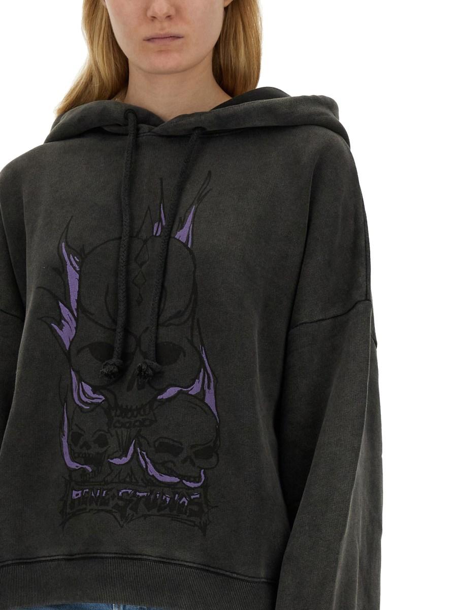 ACNE STUDIOS FELPA IN COTONE CON STAMPA SKULL Officina