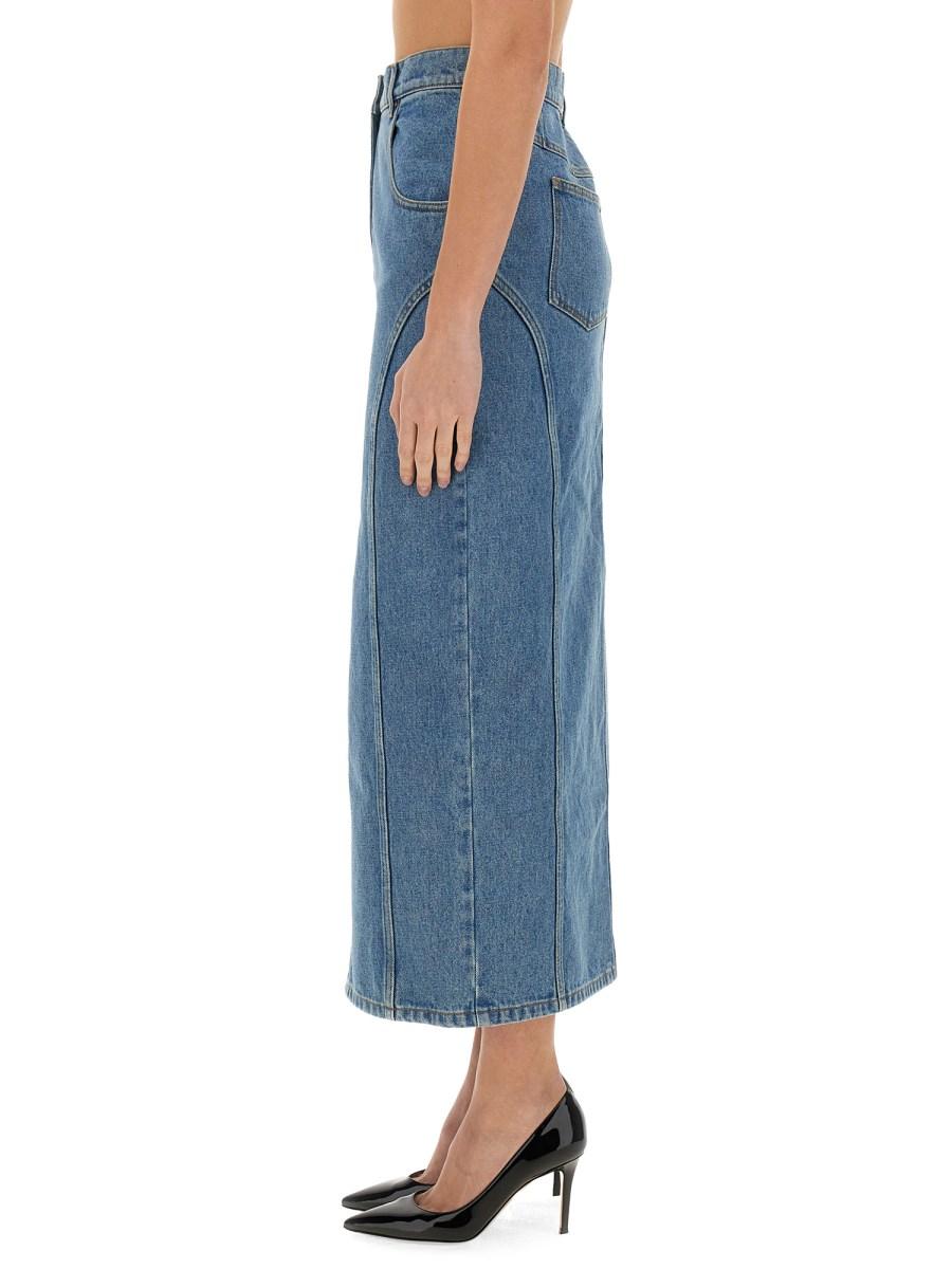 NINA RICCI GONNA LUNGA IN DENIM CON SPACCO In Linea