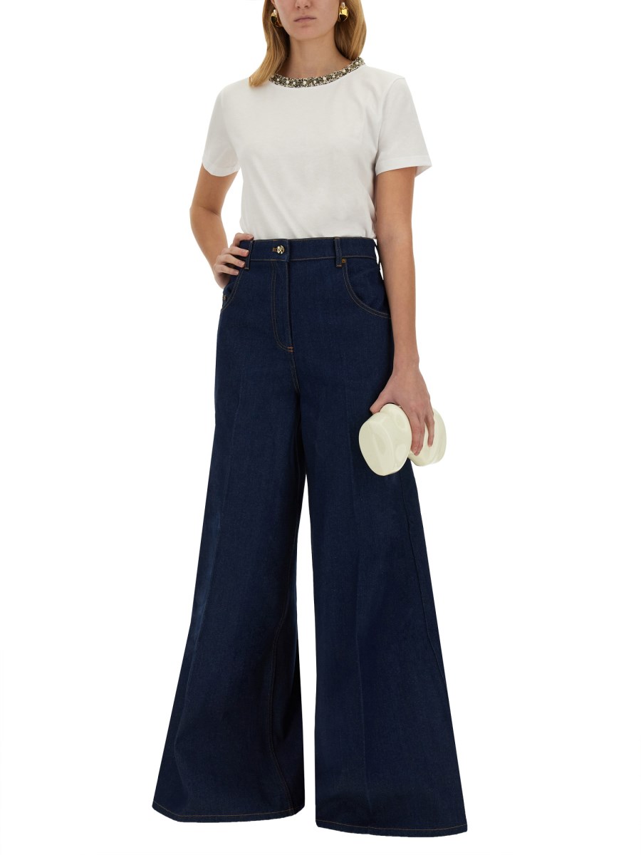 NINA RICCI T-SHIRT CON COLLO RICAMATO Nuovo