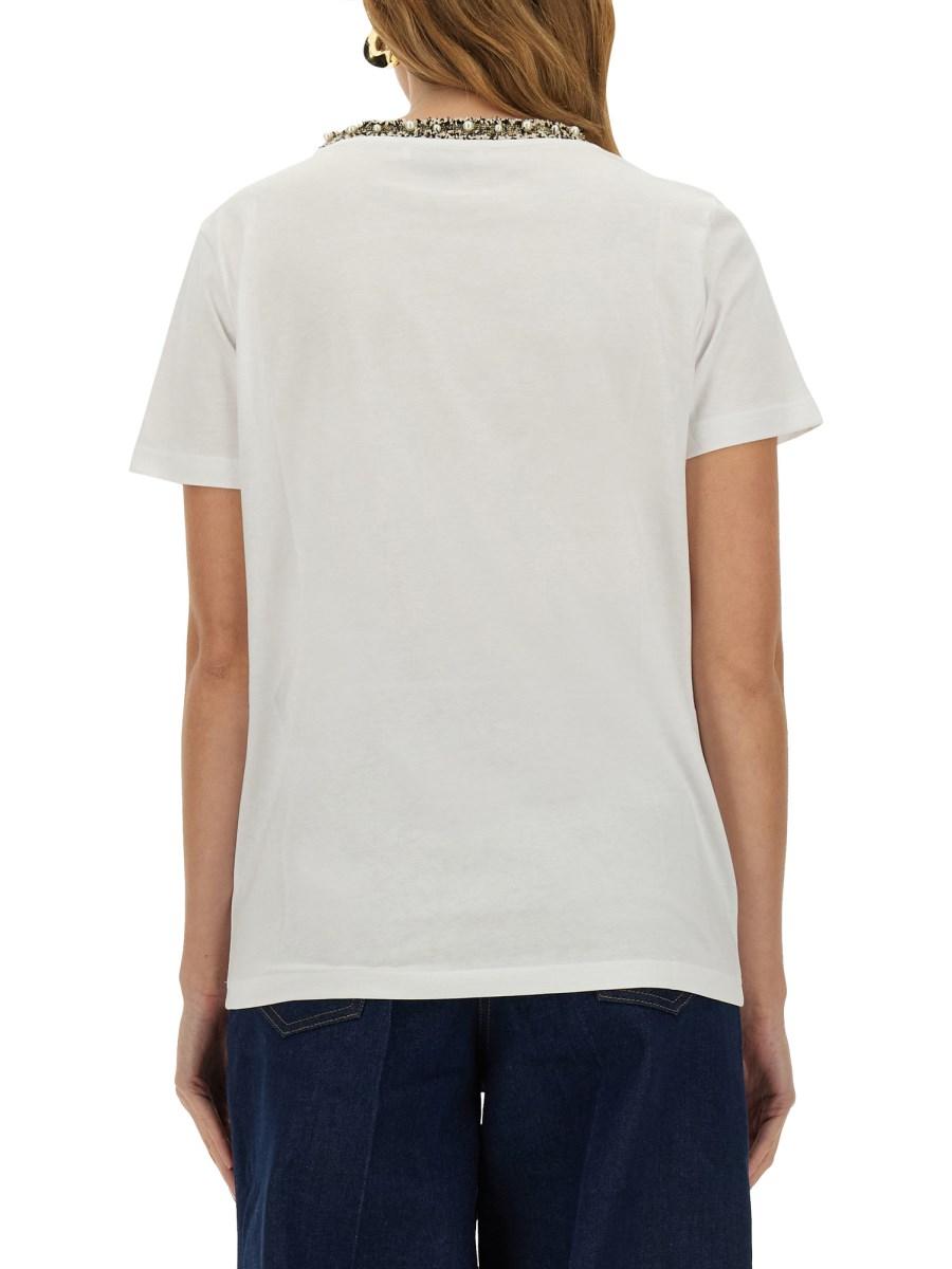 NINA RICCI T-SHIRT CON COLLO RICAMATO Nuovo