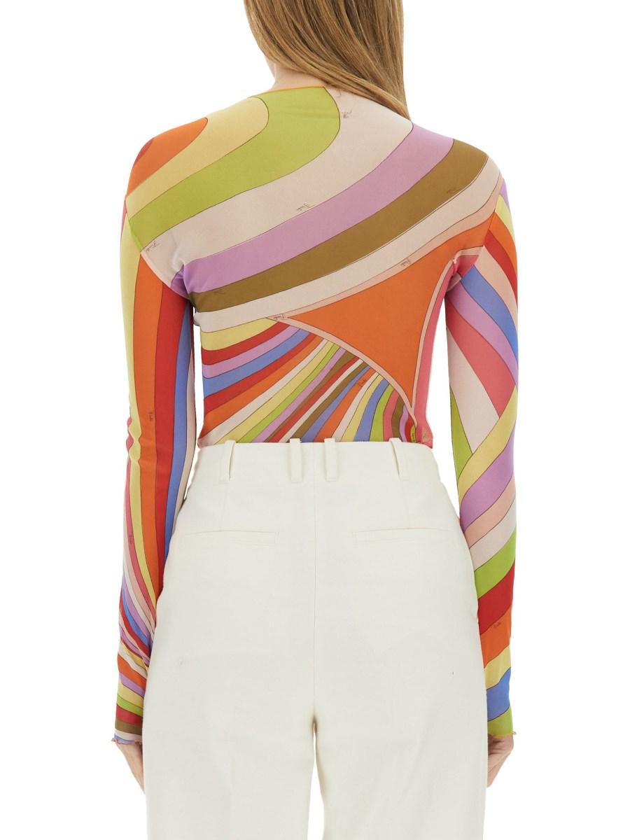 PUCCI T-SHIRT IN TULLE CON STAMPA IRIDE Ultimo giorno
