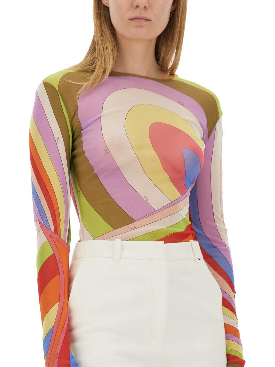 PUCCI T-SHIRT IN TULLE CON STAMPA IRIDE Ultimo giorno