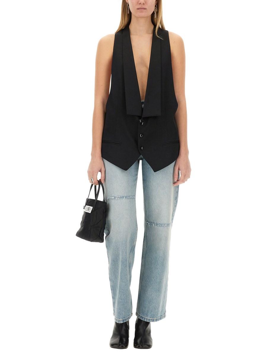 MM6 MAISON MARGIELA GILET MONOPETTO IN TWILL Duty-free