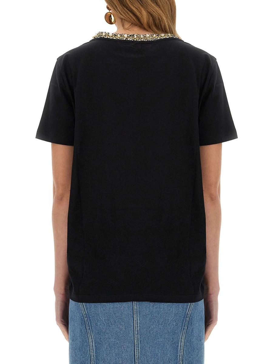 NINA RICCI T-SHIRT CON COLLO RICAMATO Qualità