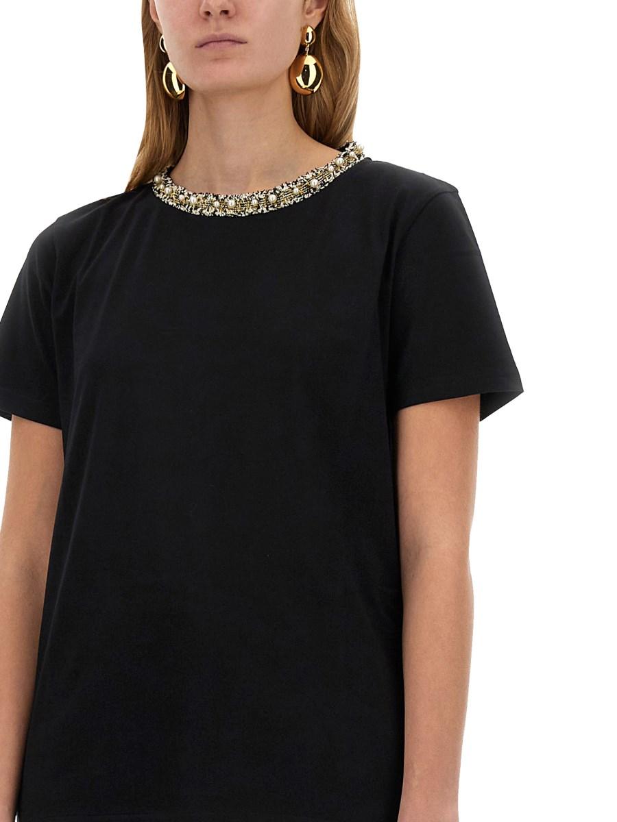 NINA RICCI T-SHIRT CON COLLO RICAMATO Qualità