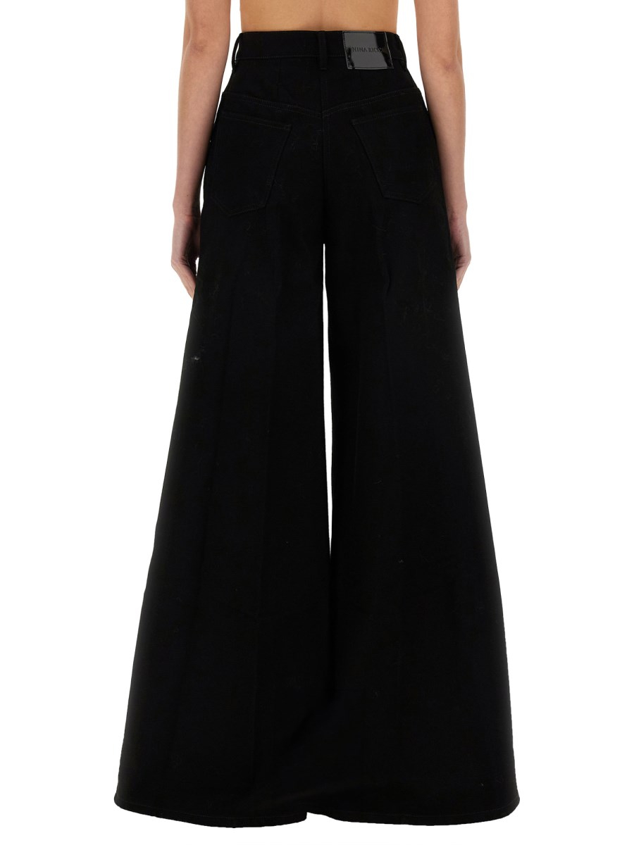 NINA RICCI PANTALONE SVASATO IN DENIM Spedizione Gratuita