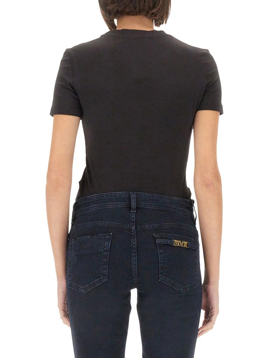 VERSACE JEANS COUTURE T-SHIRT IN JERSEY DI COTONE CON LOGO Vendita Calda
