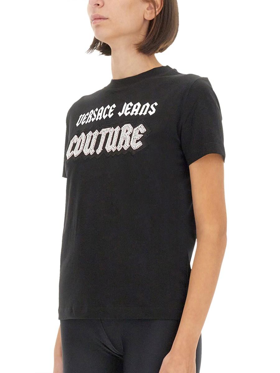 VERSACE JEANS COUTURE T-SHIRT IN COTONE CON LOGO Spedizione gratuita