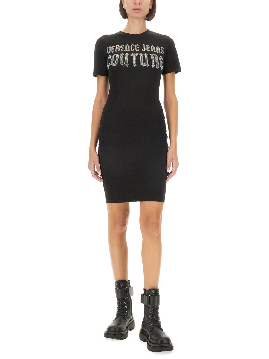 VERSACE JEANS COUTURE ABITO MIDI IN COTONE CON LOGO Ultimi tre giorni