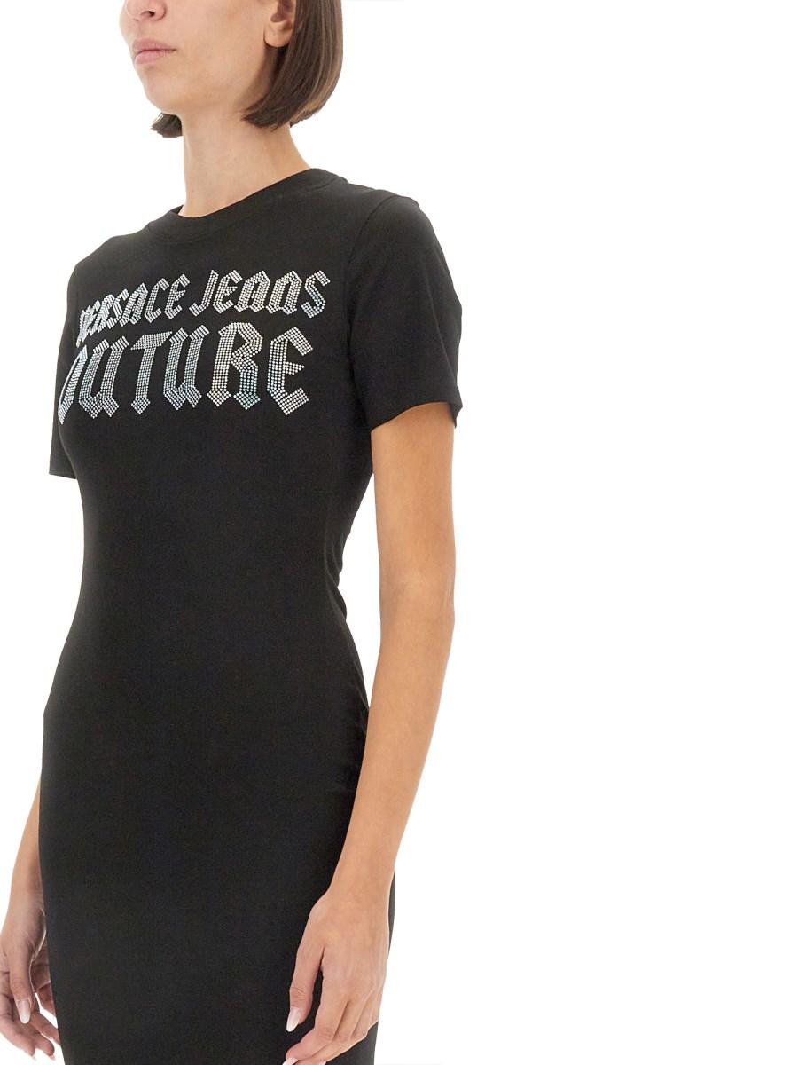 VERSACE JEANS COUTURE ABITO MIDI IN COTONE CON LOGO Ultimi tre giorni