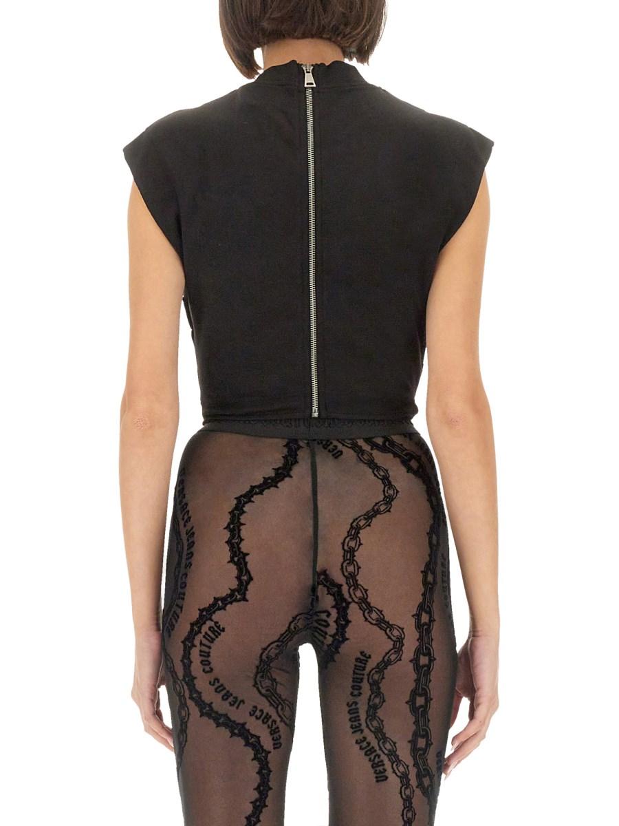 VERSACE JEANS COUTURE TOP IN JERSEY DI COTONE CON LOGO Ultimi due giorni