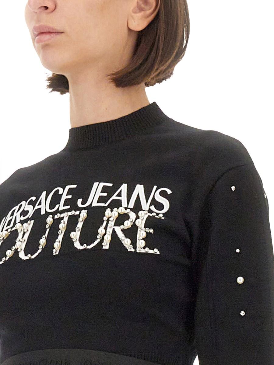 VERSACE JEANS COUTURE MAGLIA IN VISCOSA CON LOGO Ultimo giorno