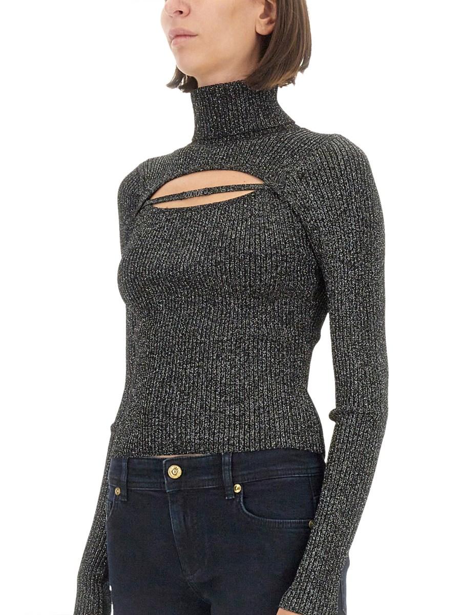 VERSACE JEANS COUTURE MAGLIA IN LUREX CON LOGO Fino al 65% di sconto